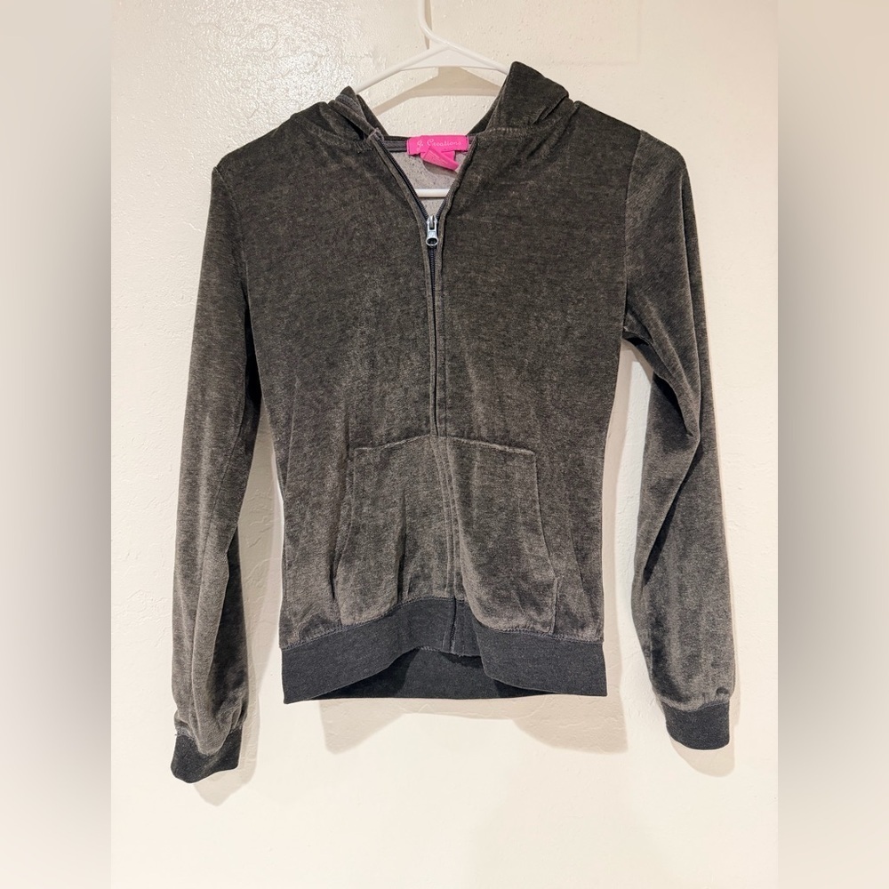 J. Creations Velour Track Suit Hoodie Full Zip Sweater And Pants Set Size S